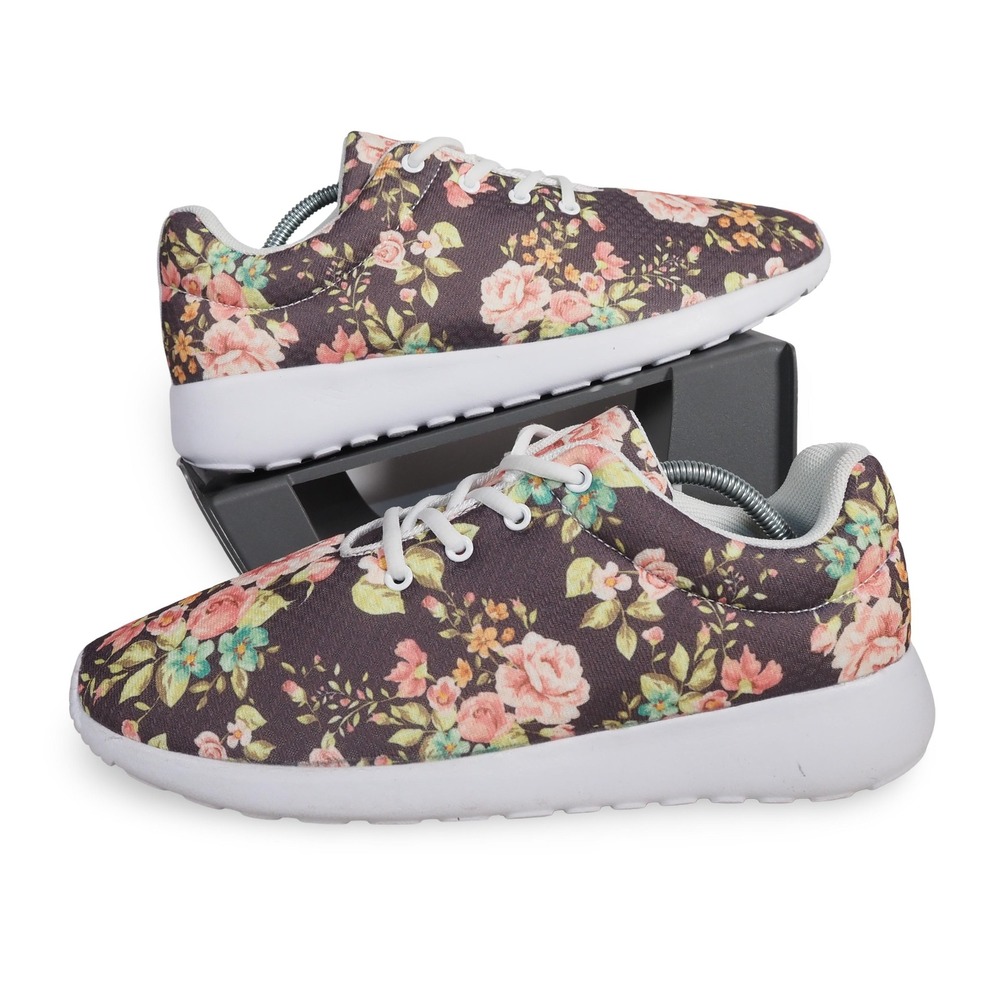 Yes We Vibe Bloom Be Flowerful Sneakers Womens 9.5 Wide Floral Walking Shoes